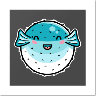 Kawaii Cute Puffer Fish Posters and Art